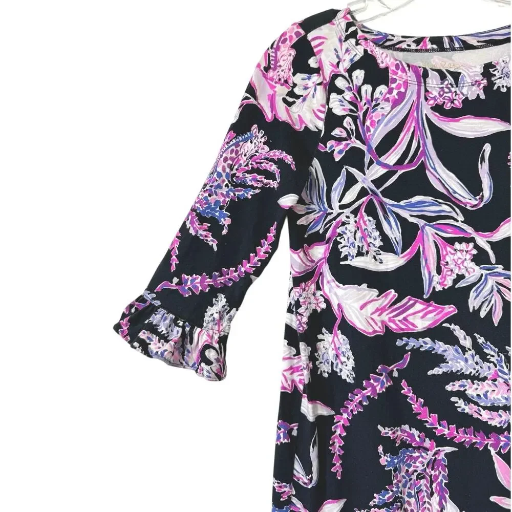 Lilly Pulitzer Girls Size 12-14 Mini Sophie Ruffle Dress Onyx Wild Tropical XL